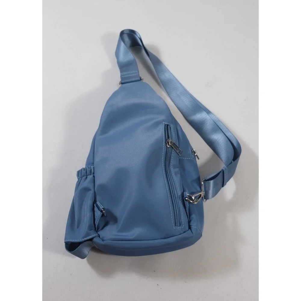 Malibu Skye Crossbody Bag Womens OS Blue Casey Nylon Sling Triple Entry Pocket